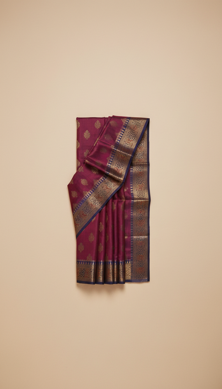 Berry Garnet Silk Saree