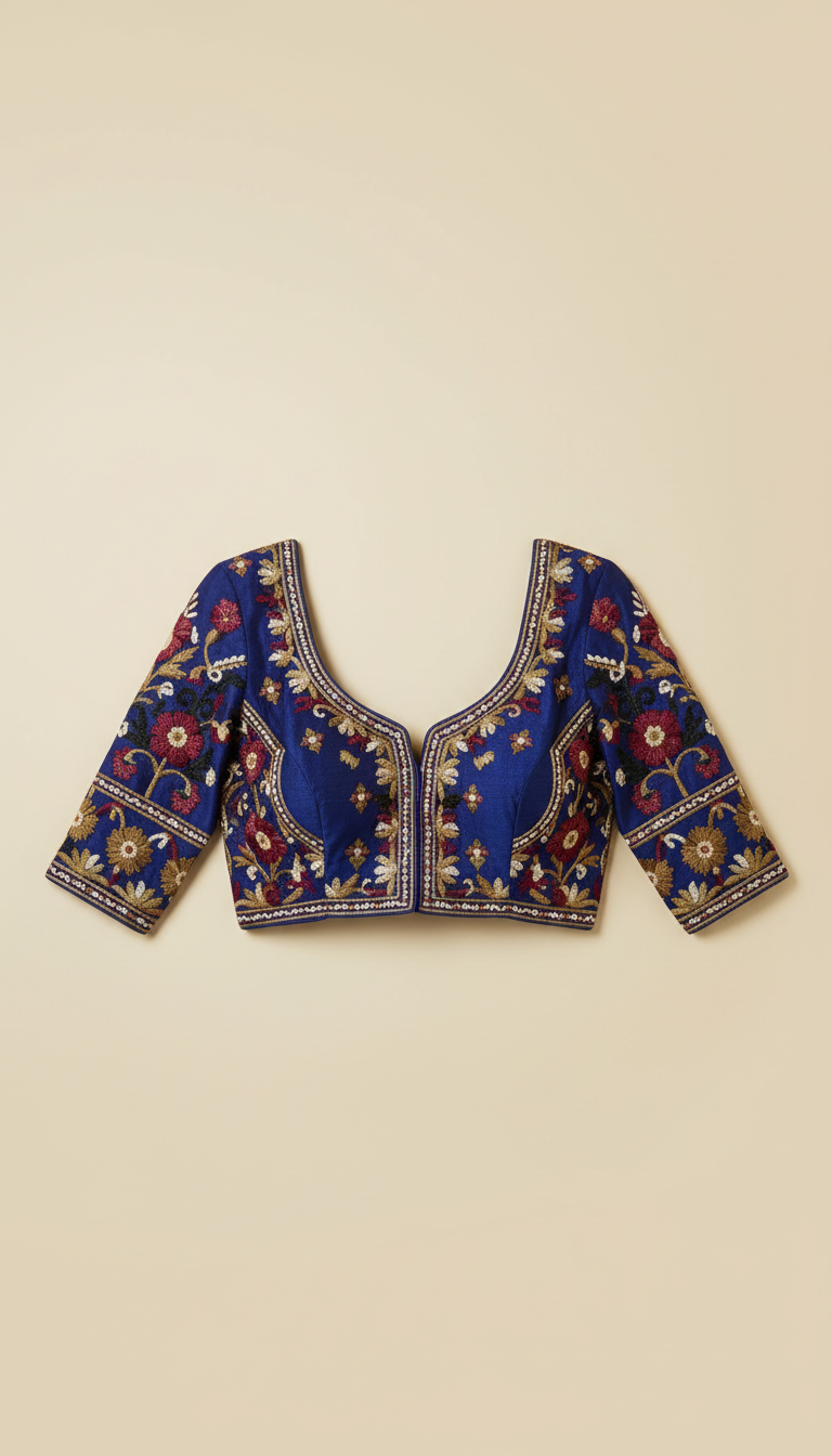 Sapphire Indigo Embroidered Blouse